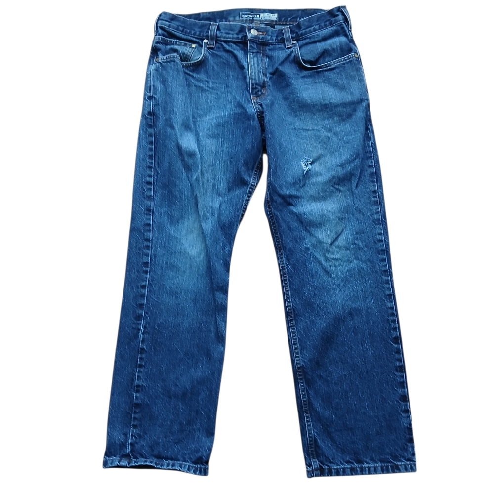 Carhartt Men's Size 36×30 Relaxed Fit Denim Blue Jeans